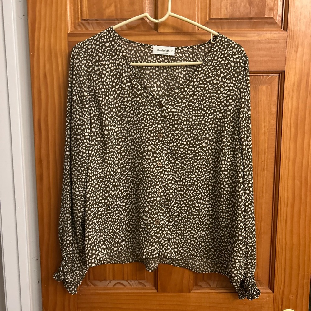 Kobi Halperin Brown and Cream Patterned Blouse